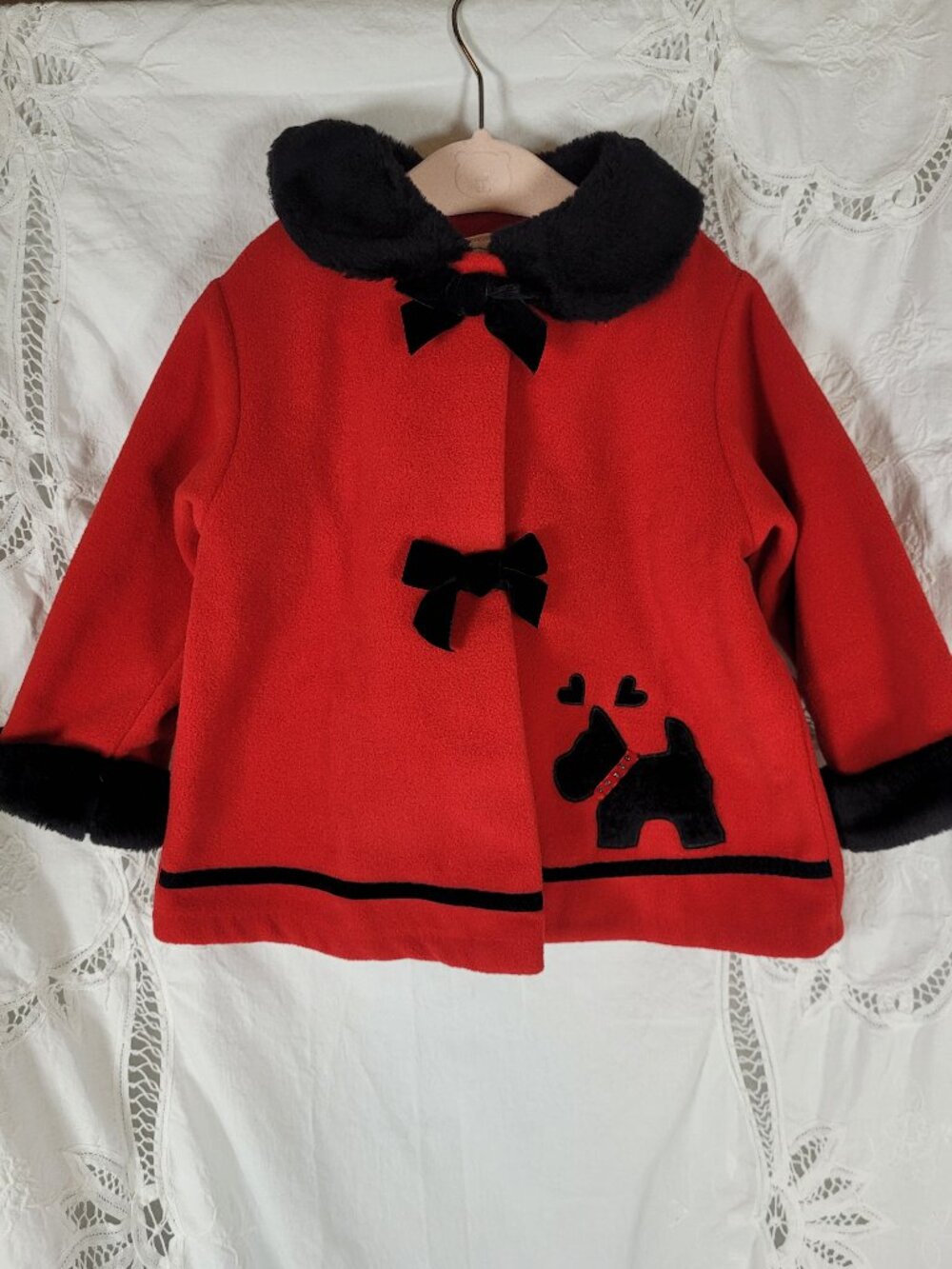Good Lad Girls 24Months Coat Red Fleece Scotty Dog Applique Winter Christmas